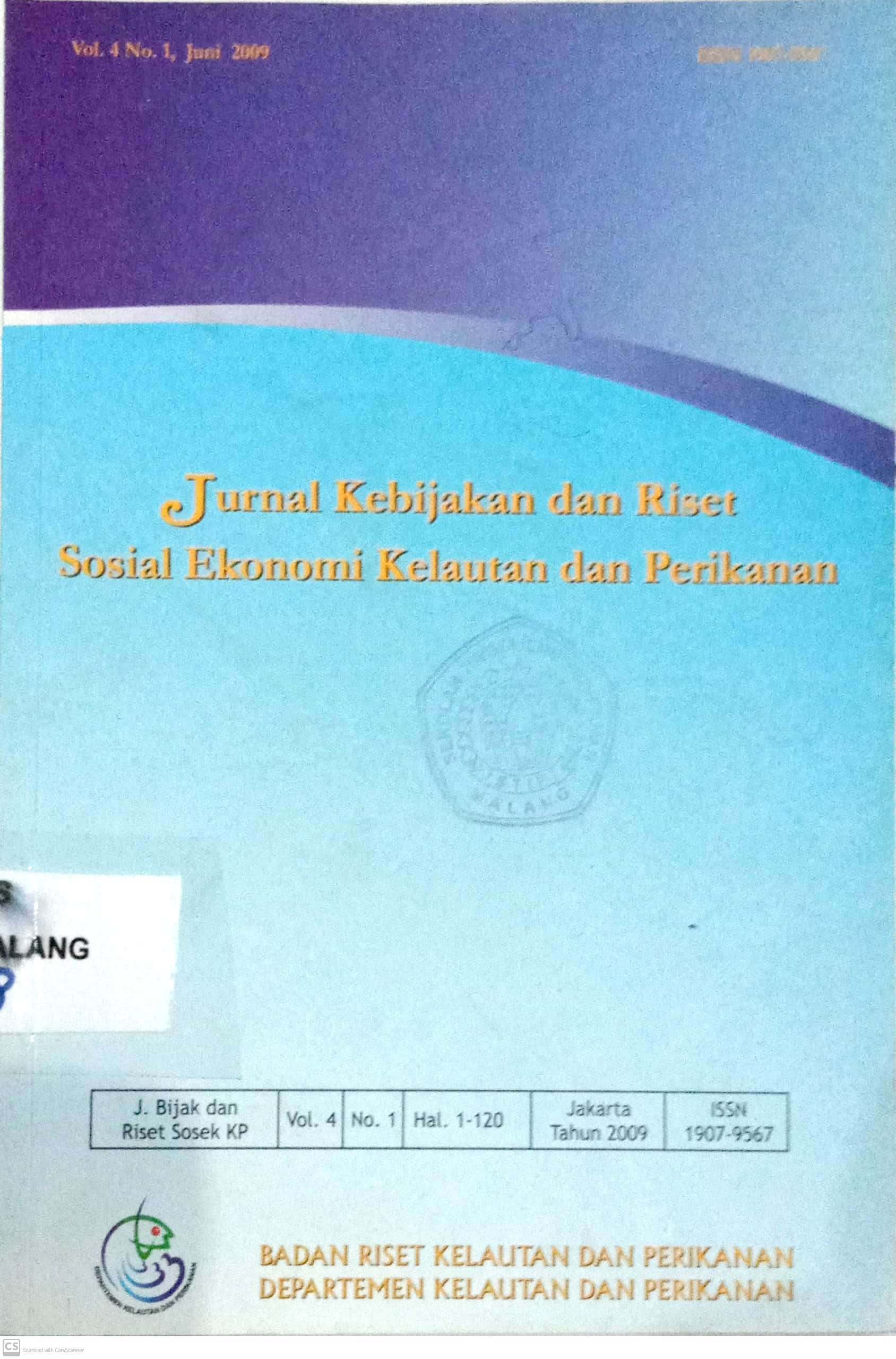 Jurnal kebijakan dan riset sosial ekonomi kelautan dan perikanan